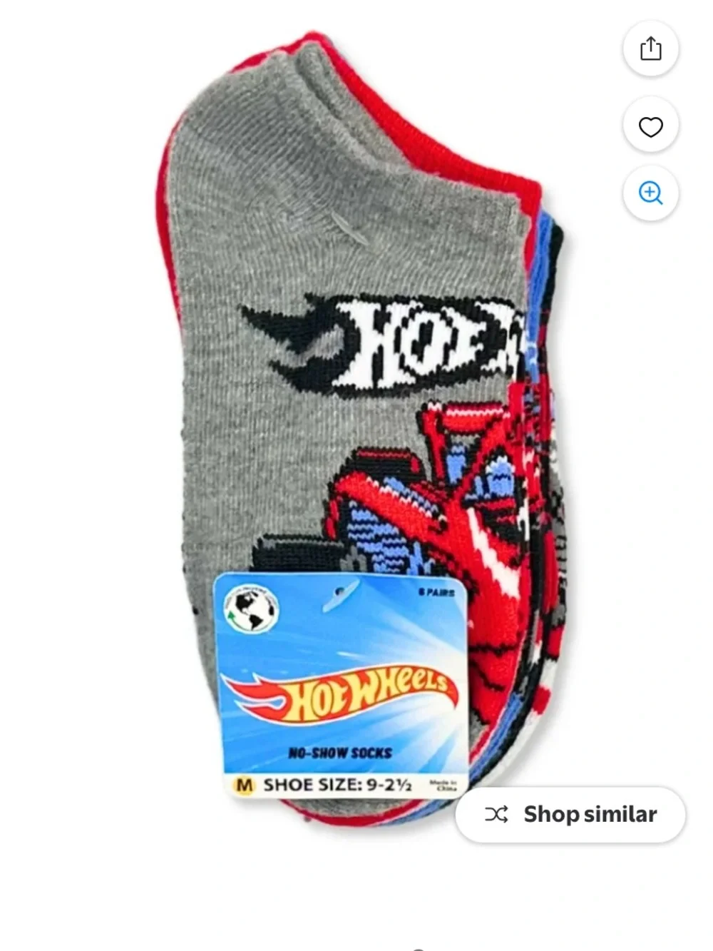 Hot Wheels Kids 6-Pack No-Show Socks - Multi Color
